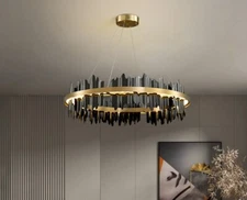 Ceiling Lights LED Round Pendant Chandelier Black & Gold Iceberg Design