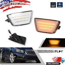 For 2011-2015 Chevy Cruze Clear Lens Amber LED Front Fender Side Marker Lights