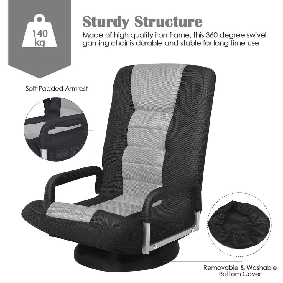 Padded Lazy Reclining Folding Gaming Chair with 5-Position Adjustable Backrest - image 4 of 4