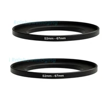 (2 Pcs) 52-67mm 52 mm to 67 mm Metal Step Up Lens Filter Ring Adapter US Seller
