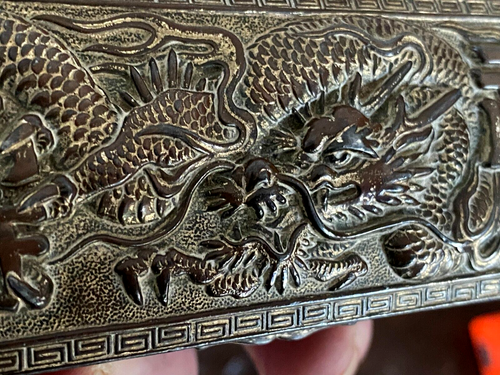 Vintage Chinese Metal Dragon Relief Box - Picture 19 of 24