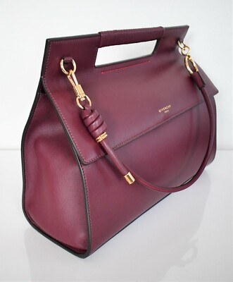 New Authentic GIVENCHY Large WHIP Aubergine Burgundy Leather Tote
