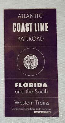 Atlantic Coast Line Railroad Florida & South Western Trains Fahrplan 1951