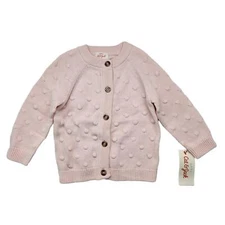 Baby Girls Sweater Bobble Knit Pink Cardigan Button Down Size 3-6M 12M 18M