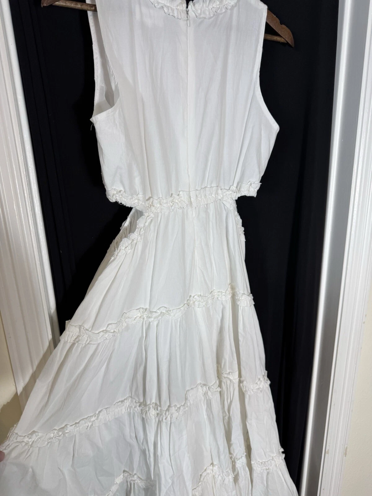 VALENTINO &Merci Abito donna bianco con volant a strati taglio maxi cottage spiaggia angelo fata M