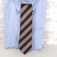Daks Neck Tie Mens Blue Brown Repp Striped Woven Luxury Simple Modern England
