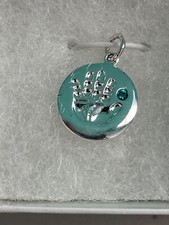 925 Sterling Silver Baby Handprint Birthstone Charm for Month of December NIB