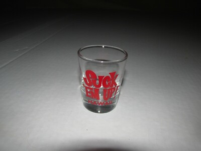 Vintage Suck Em Up Hawaii Shot Glass Tiki Bar Ware Aloha Hawaiian Islands 