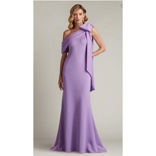 Tadashi Shoji Cassia Bow-Shoulder Crepe Gown - Size 8
