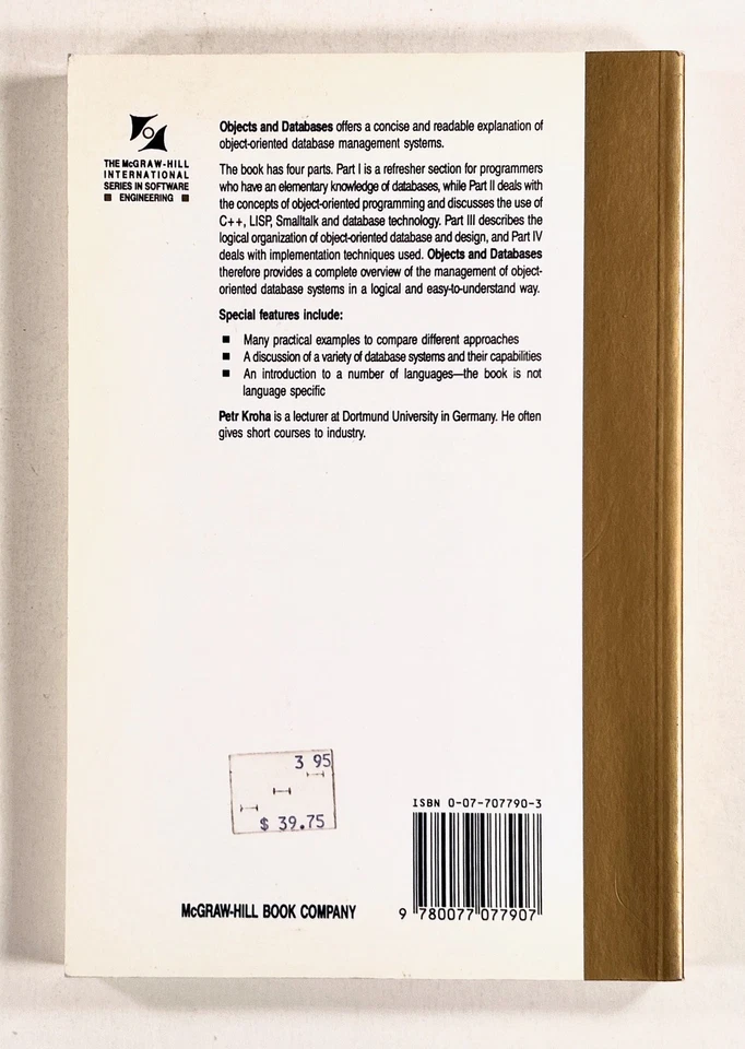1993 Petr Kroha OBJECTS AND DATABASES Softwre Engineering for OOP McGraw-Hill UK - Image 2 of 4