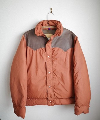Vintage Rocky Mountain Featherbed Down Jacket Tan Brown Khaki