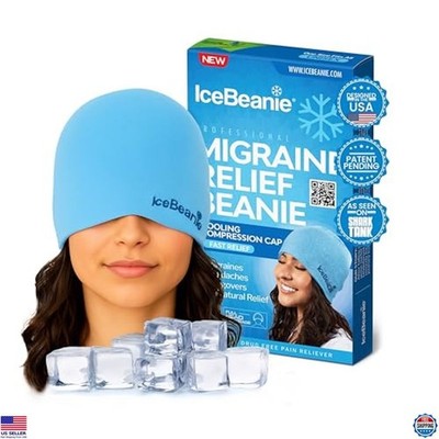 IceBeanie Migraine Relief Cap - Soft Gel Hat with Cooling Ice Pack for Headaches