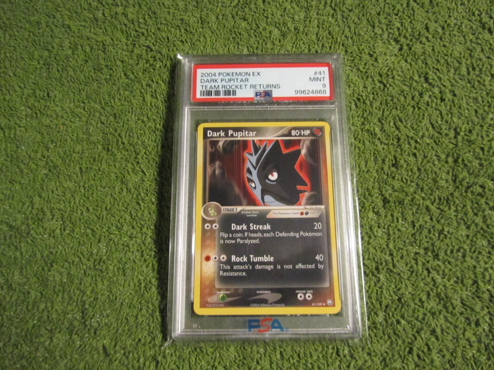 PSA 9 Team Rocket Returns EX NON Holo Pupitar 41/109 in MINT Condition