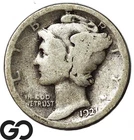 1921 Mercury Dime, Lower Mintage Better Date