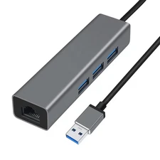 3 Port USB to Ethernet Adapter USB 3.0 Hub Gigabit Wired Network Cable Laptop