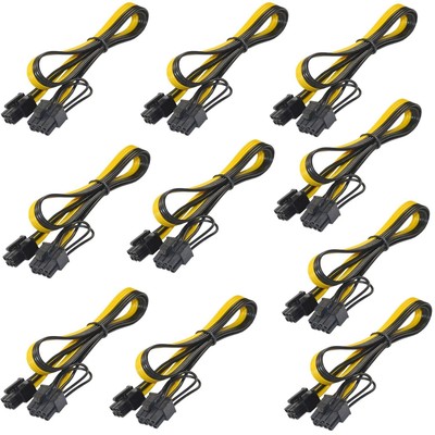 10-Pack 6 Pin Male to 8 Pin (6+2) Male GPU PCI-e PCIE Power Cable PCI Express...