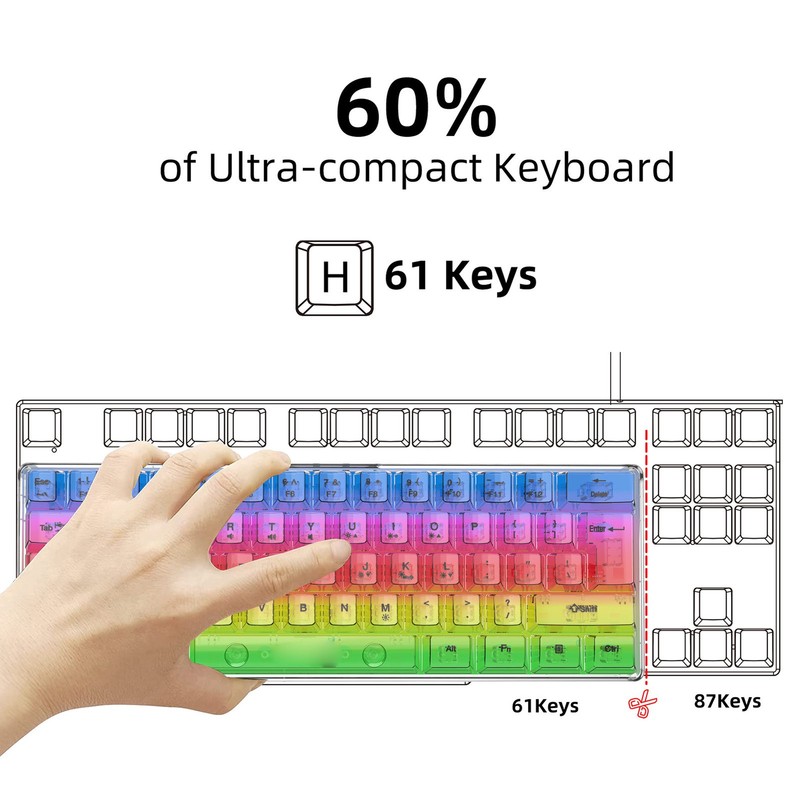 V700T 61-Key RGB Mechanical Keyboard Hot-Swap USB ABS Keycaps