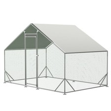 10x 6.5 FT Large Metal Chicken Coop,Walk-in Hen House w/Cover, Poultry Cage