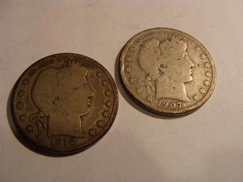 1907-O and 1912-S Barber Half Dollar pair