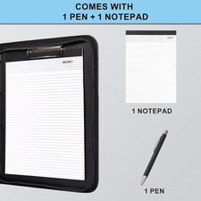 Leather Portfolio Professional Business Padfolio with Zipper - Interview Resu...
