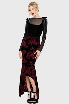 Killstar Pandora S Rose Maxi Skirt Womens Goth Alternative Plus