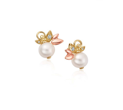 Clogau Ohrstecker 9 kt Gelb- & Rotgold Maiglöckchen Diamant Perlen Neu