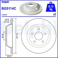 2X Bremsscheibe Delphi BG5114C FüR Ford Puma J2K CF7 Ecoboost Mhev Flexifuel