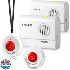 SYNLETT Caregiver Pager Call Button Wireless Call Bell Alert Buttons for Pati