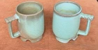 Vintage Frankoma Plainsman Prairie Green Set Of 2 C1 Footed Coffee Mugs
