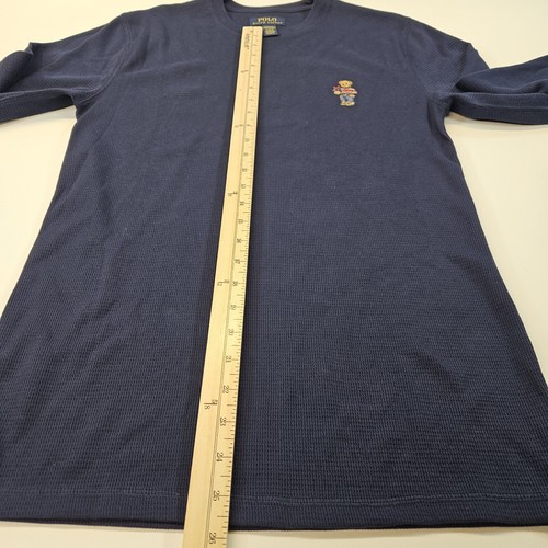 Polo Ralph Lauren Sweater Men Large Polo Bear Thermal Waffle Knit Blue Medium - Picture 6 of 10