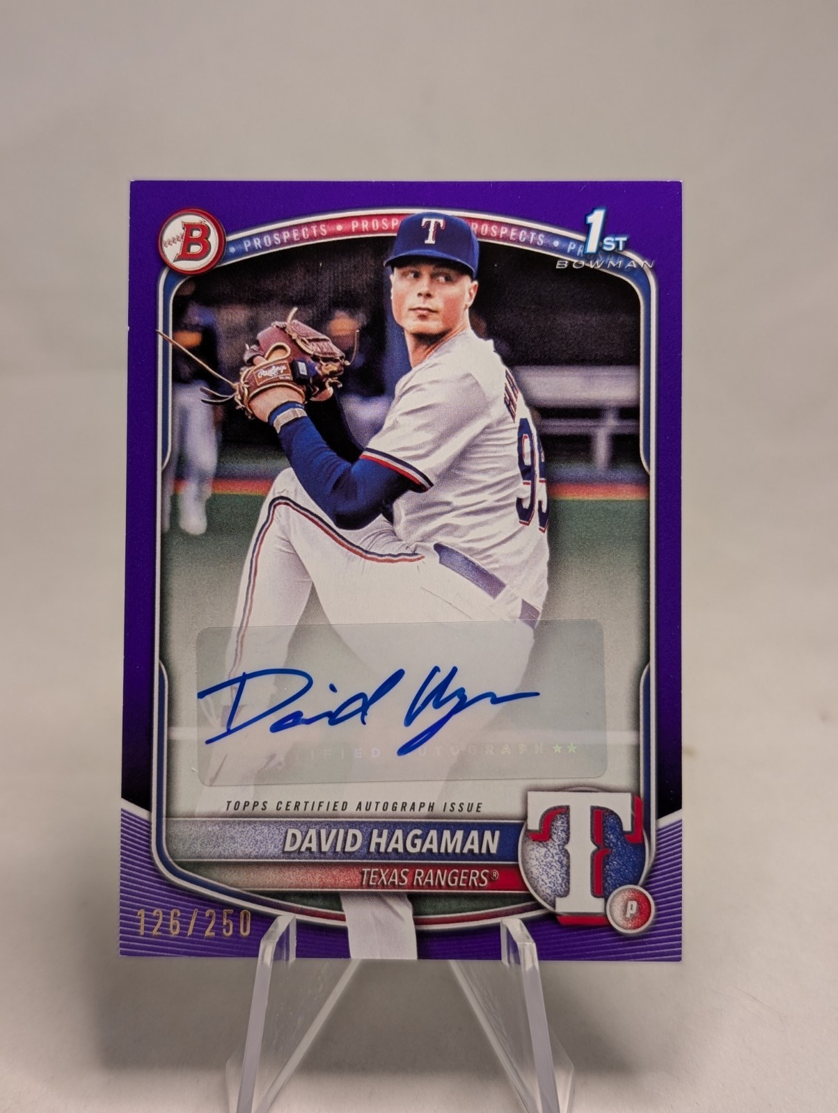 2025 Bowman David Hagaman 1st Bowman Paper Prospect Purple Auto /250
