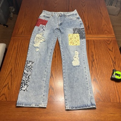 Be free Befree My Denim Size 31x31 Patchwork Distressed Denim Jeans Straight Leg