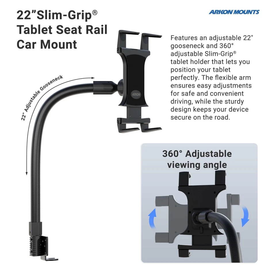 ARKON Mounts - Car Tablet Mount with 22-inch Arm and Seat Rail Attachment | G... - Image 3 of 4