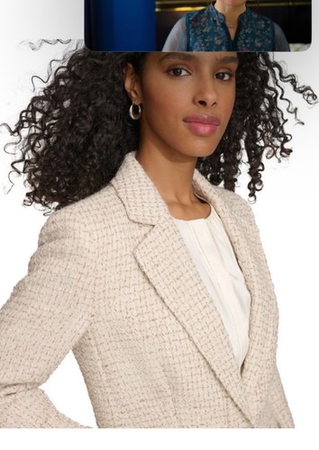Blazer de tweed tonal con parche-bolsillo de Calvin Klein para mujer 10 nómadas botón único - Imagen 16 de 16
