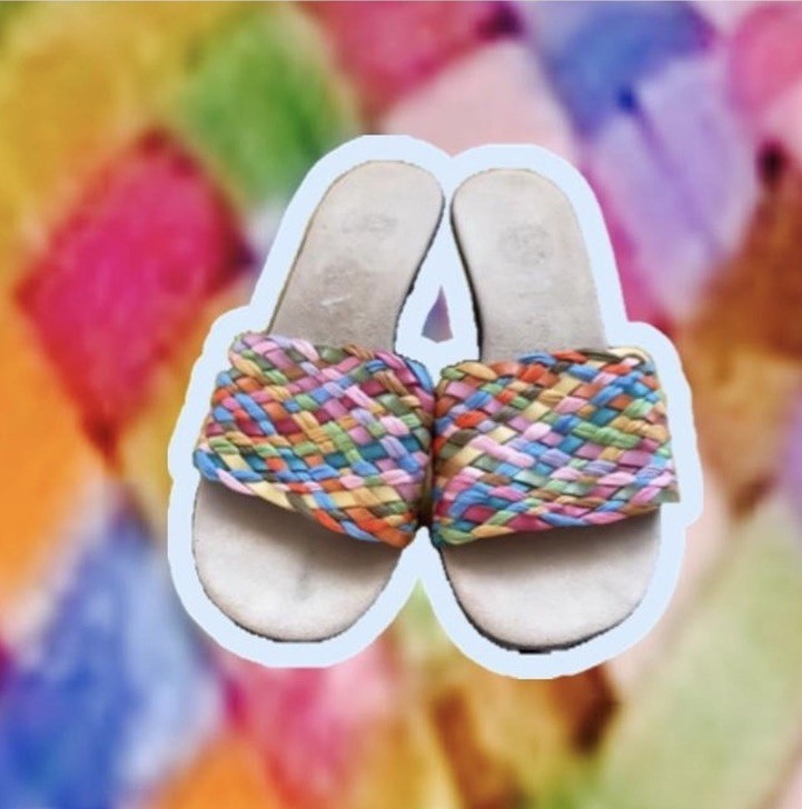 Italian Shoemakers Woven Rainbow Sandals|  Small Wedge Heel |Peep Toe |W8| NEW