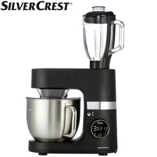 Silvercrest 900W 5L Stand Mixer With 1L Glass Jug Blender, Digital Display Black