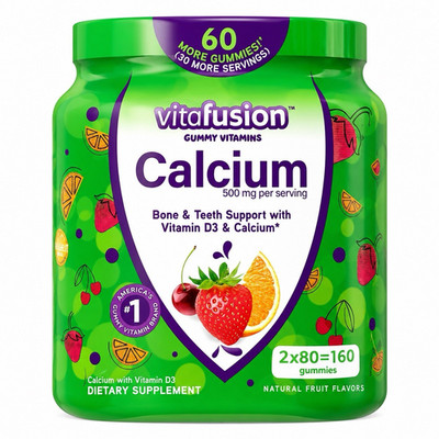 Vitafusion Calcium + Vitamin D3 Gummy Vitamins 500mg Fruit Flavors 160 Ct