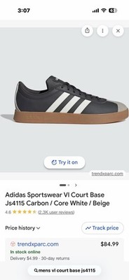 Adidas VL Court Base Men s Low Top Lace-Up Sneaker Black/White/Beige JS4115