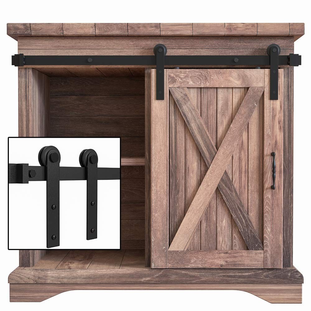 5FT Mini Sliding Barn Door Hardware Kit for Cabinets, TV Stands, Wardrobes