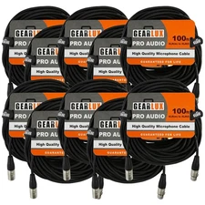 Gearlux 100-Foot XLR Microphone Cable, Male to Female, Black - 10 Pack