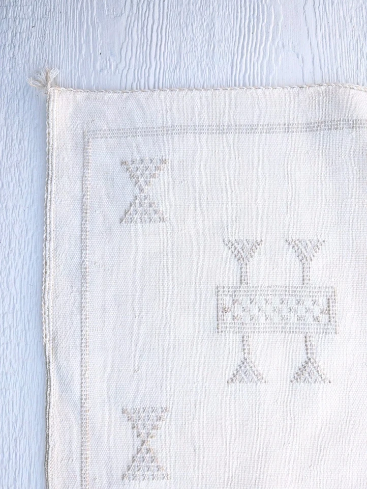 Funda de almohada lumbar de seda cactus blanco marroquí 19x19 tejido a mano cojín boho Foto 2 de 4