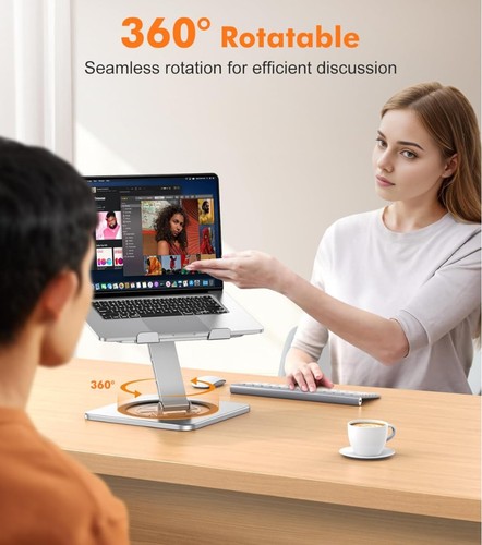 EOIWUY 360° Swivel Foldable Laptop Stand Adjustable Riser Desk MacBook 10-16" - Afbeelding 2 van 7