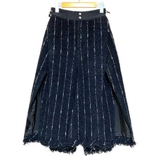 Sacai model slit design Tweed Skirt 25-07664 size 0 Black Womens Long skir Women