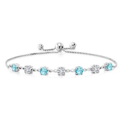 4.5MM Round Gemstone Birthstone and White Lab Grown Diamond Infinity Tennis