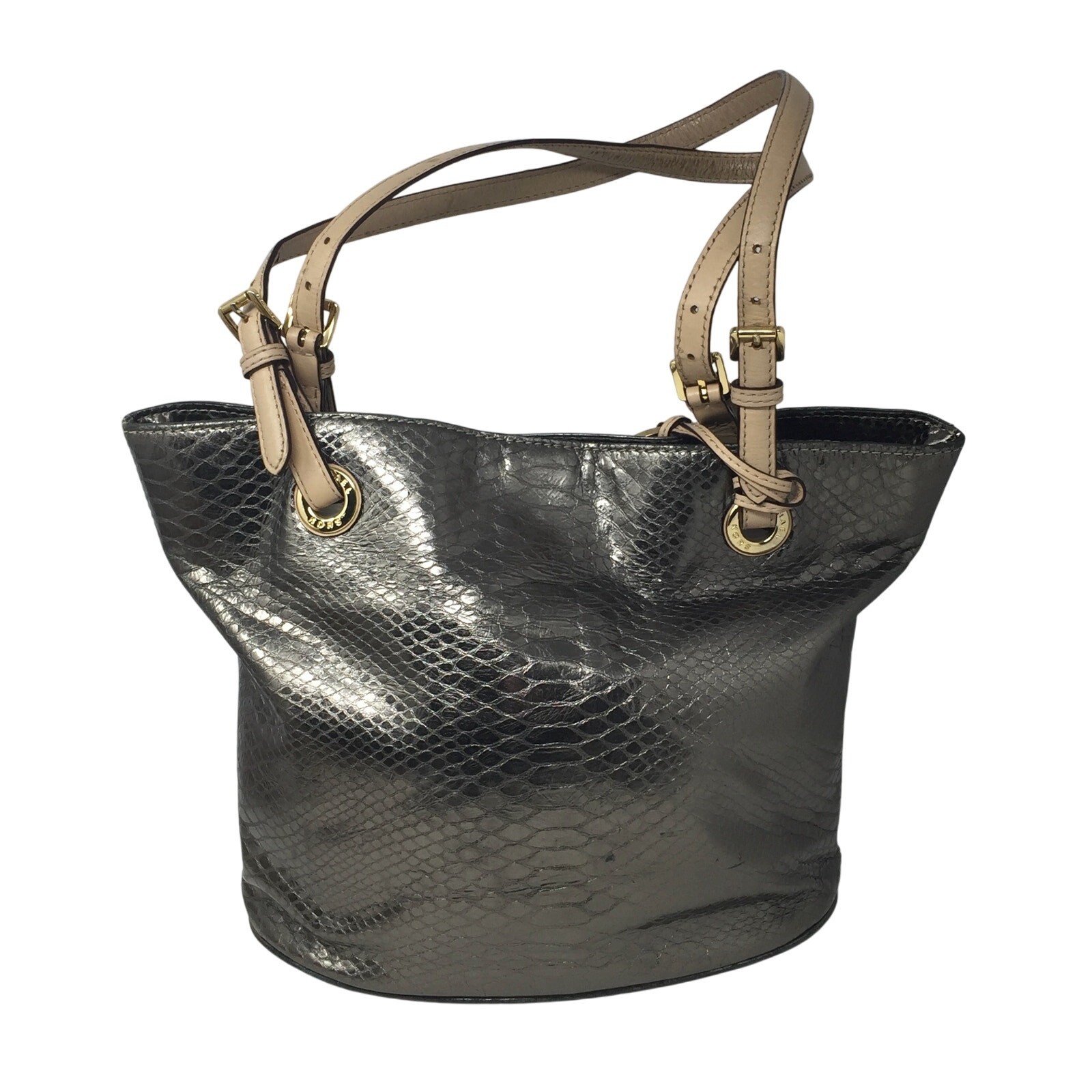 Michael Kors Jet Set Gray Leather Python Embossed… - image 21