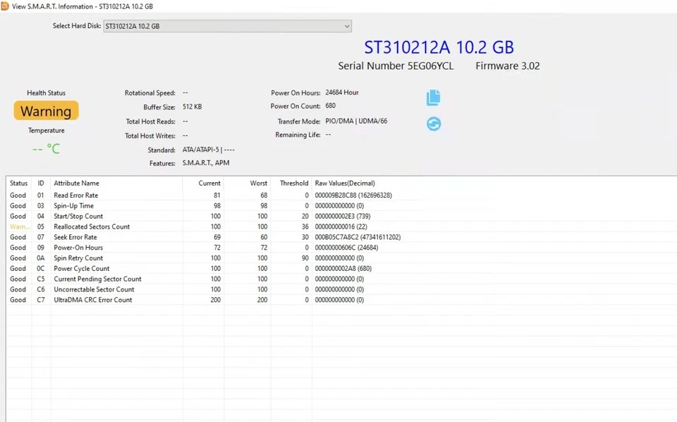 Seagate ST3102120A HDD , 3.5" , 10 GB, IDE/ATA/ATAPI-5/UDMA-66, tested w/ pics - Image 3 of 4