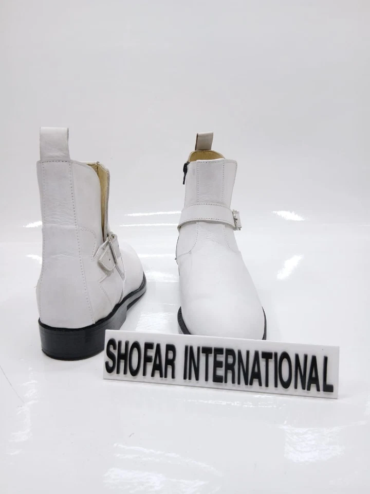 Белая кожа ботильоны молнии ремень дизайн моды езды платье обувь - Изображение 3 из 4