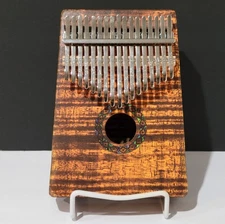 Mahalo Kalimba Instrument | 17 Tines (Keys) | Trembesi Wood | Photo Flame Koa |