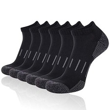 Mens Athletic Ankle Socks Moisture Wicking Cushion Running Low A-black 6 Pairs