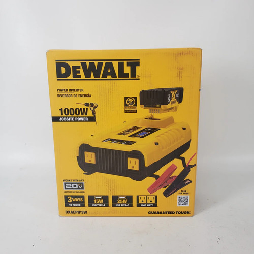 DEWALT DXAEPIP3W 20V Max 1000W 3-Way Power Inverter Dual AC Outlets USB Charging
